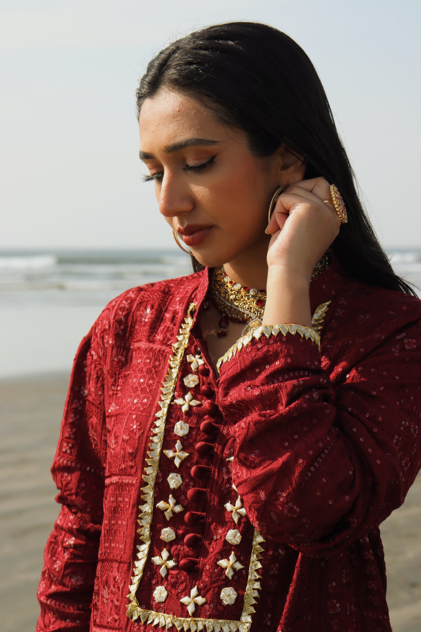 ZARBAFT Maroon Slit Kurta Shalwar