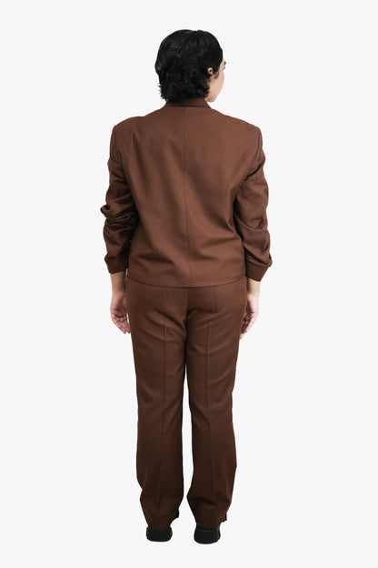 MITTI Brown Cropped Blazer and Flare Pants