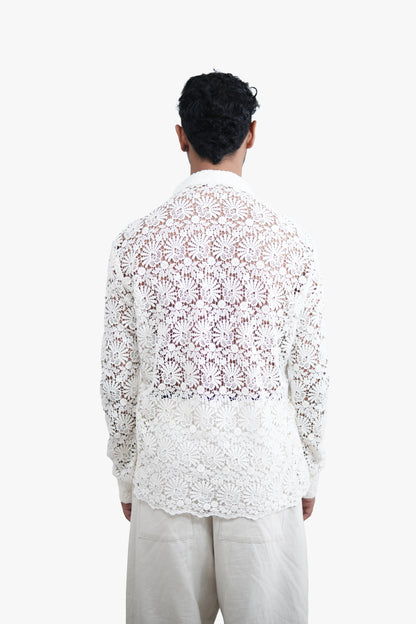 GULMOHAR White Floral Crochet Shirt