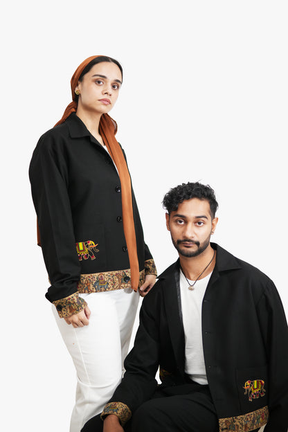 AGHAAZ Hand-Embroidered Black Jacket