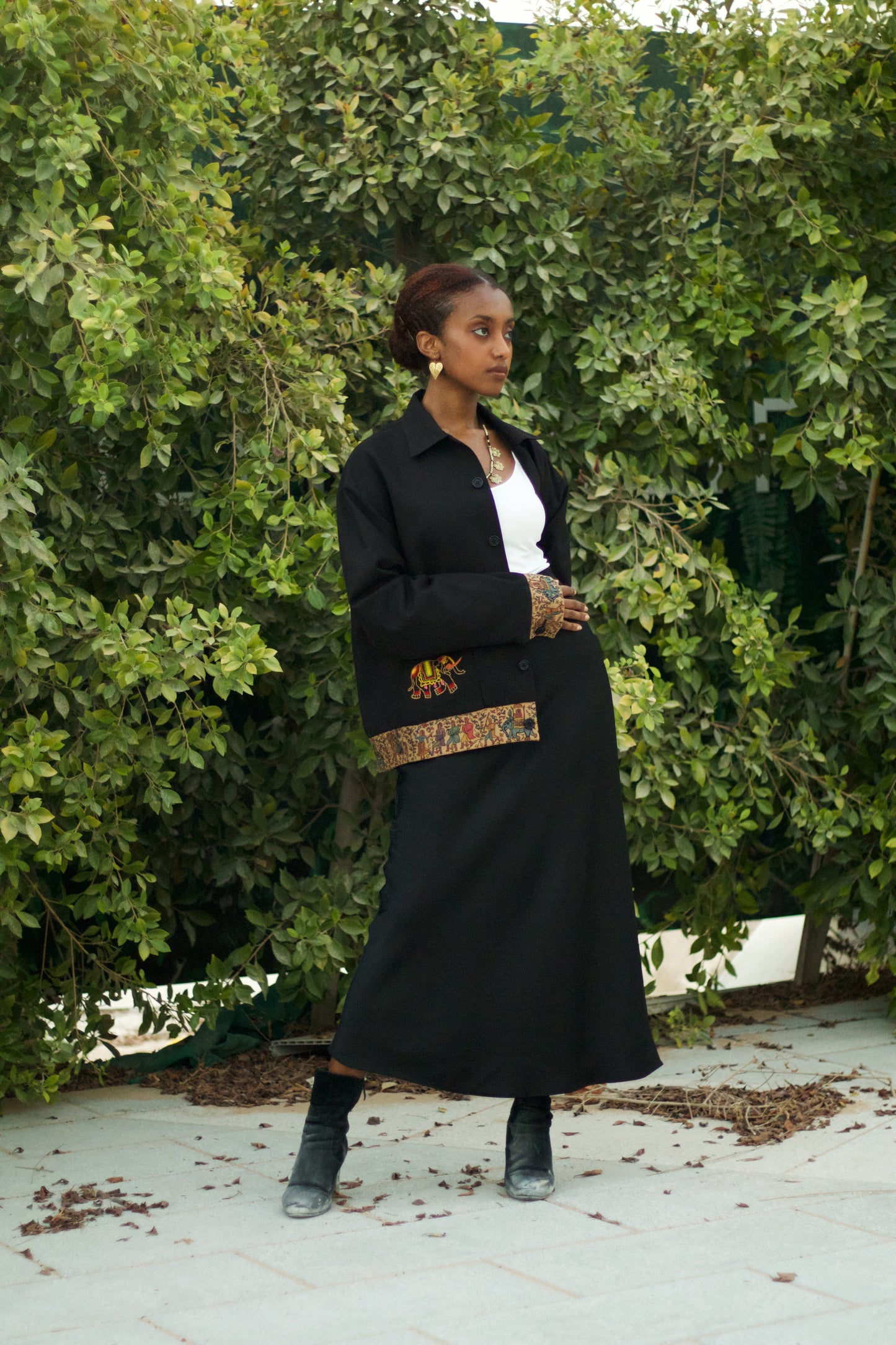 AGHAAZ Hand-Embroidered Black Jacket