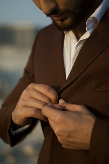 MITTI Brown Cropped Blazer and Flare Pants