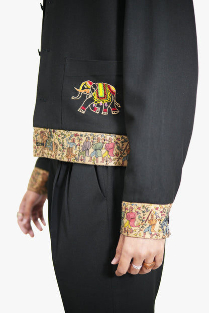 AGHAAZ Hand-Embroidered Black Jacket