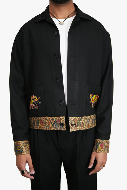 AGHAAZ Hand-Embroidered Black Jacket