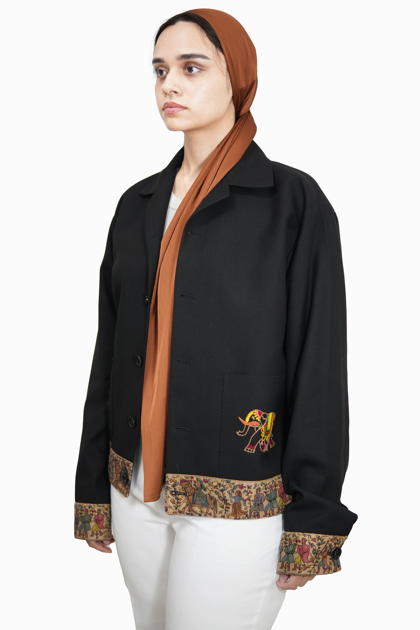 AGHAAZ Hand-Embroidered Black Jacket