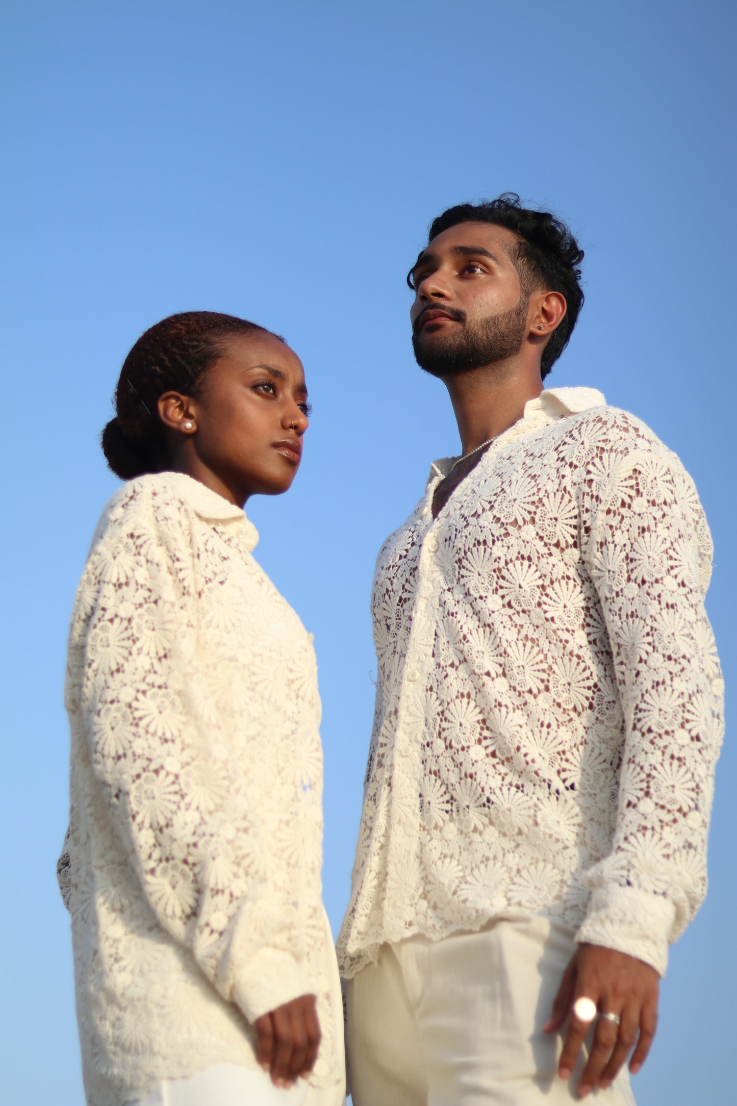 GULMOHAR White Floral Crochet Shirt