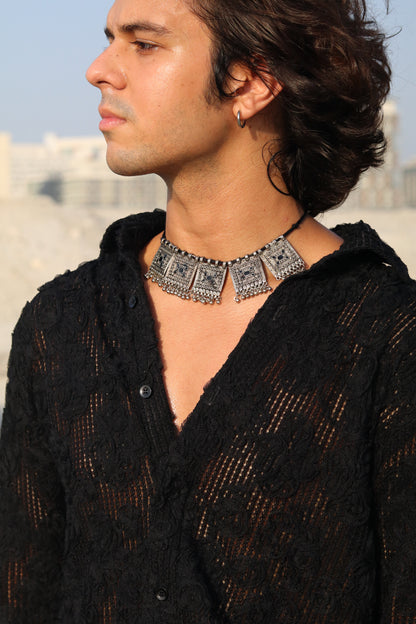 SURMAYI Black Mesh Shirt