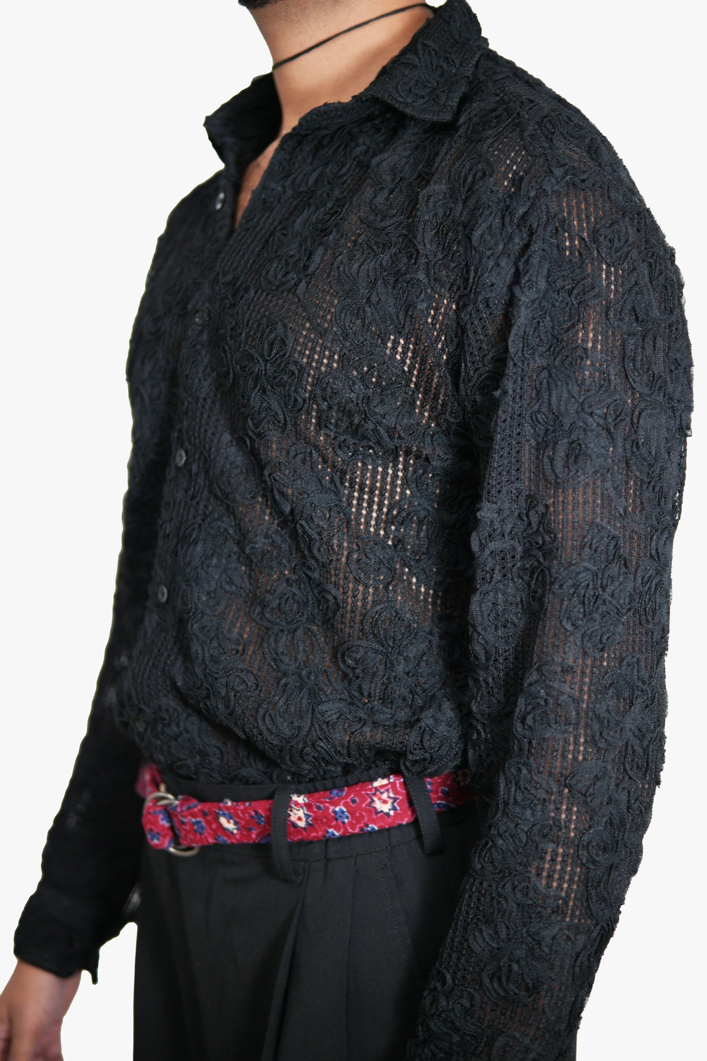 SURMAYI Black Mesh Shirt