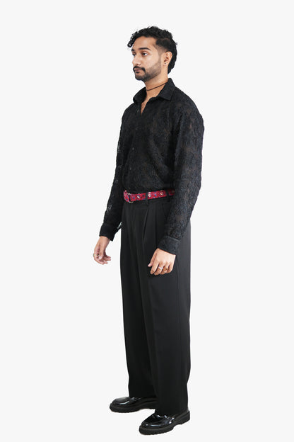 SURMAYI Black Mesh Shirt