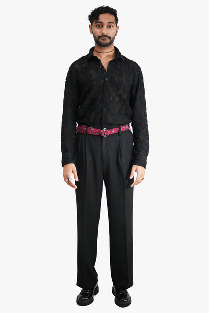 SURMAYI Black Mesh Shirt